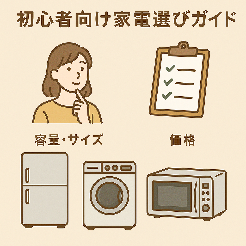 初心者向け家電選びガイド - 一人暮らしに必要な家電をイラストで紹介
