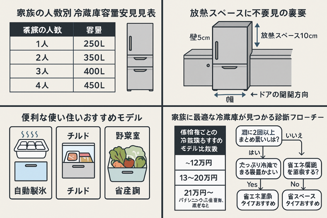 家族の人数別 冷蔵庫容量目安早見表