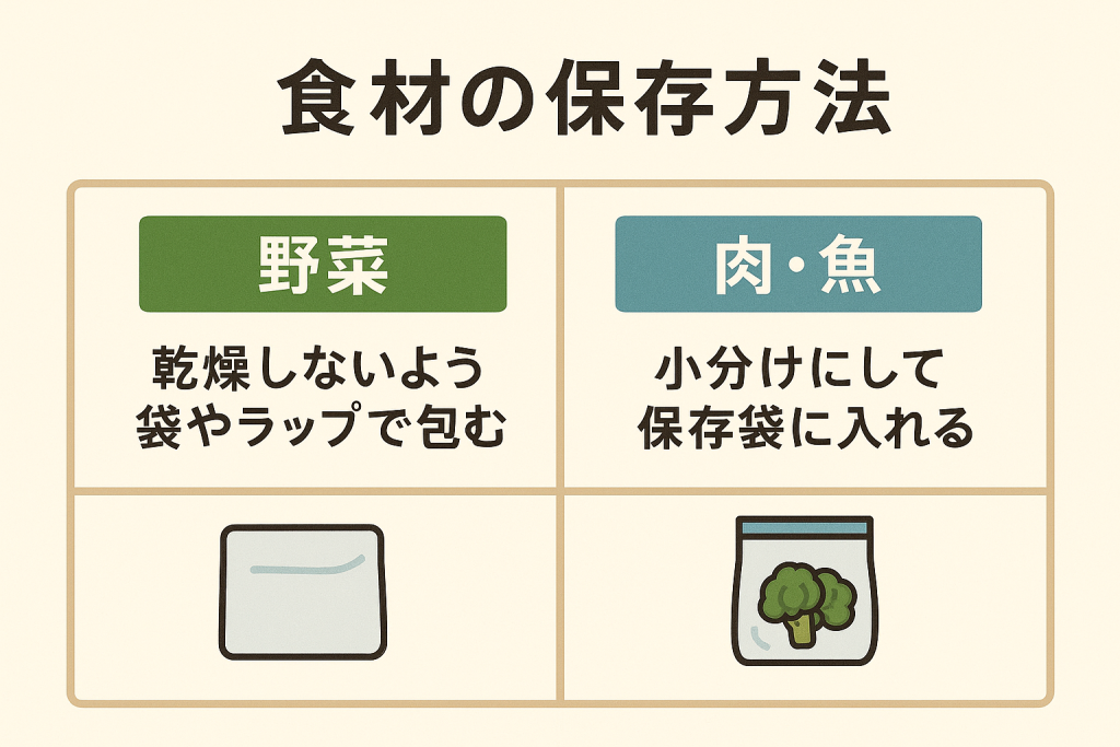 冷蔵庫内の食材を整理整頓しているシーン