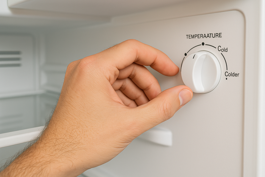 冷蔵庫の温度設定を調整しているシーン
