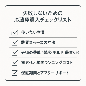 冷蔵庫購入前のチェックポイントまとめ
