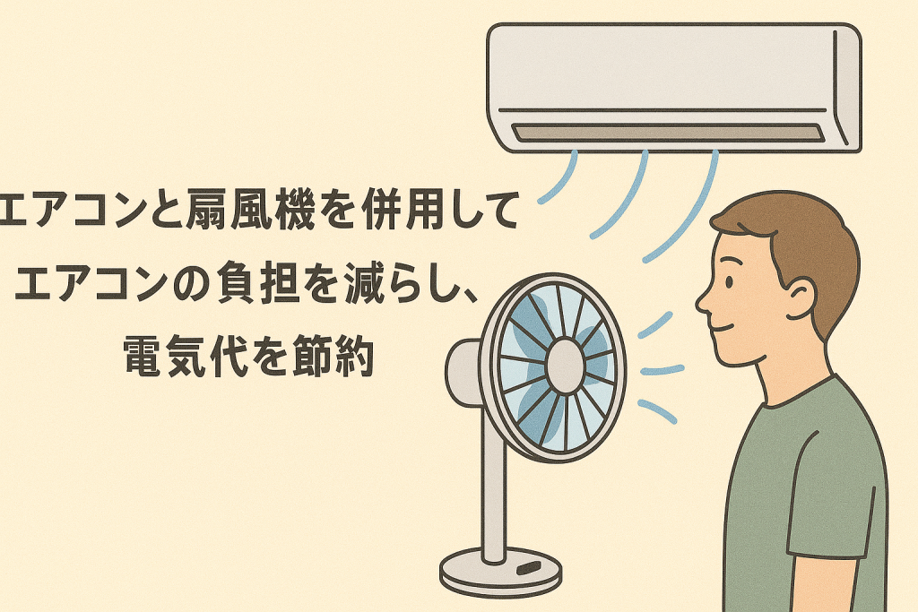 エアコンと扇風機を併用してエアコンの負担を減らし、電気代を節約